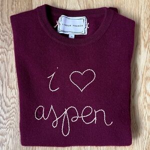 Women's Ski Cashmere Sweater with 'I Love Aspen' Embroidery